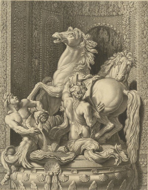 Les chevaux d'Apollon (Zwei Tritonen, die Pferde putzend)