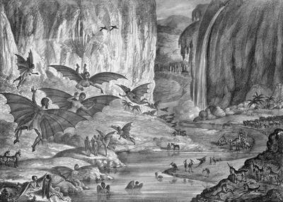 Lebensformen auf dem Mond - Illustration aus der Zeitung New York Sun, 1835