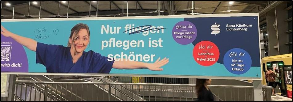 Rekrutierungsversuche in den Pflegebereich, Berlin 2025.